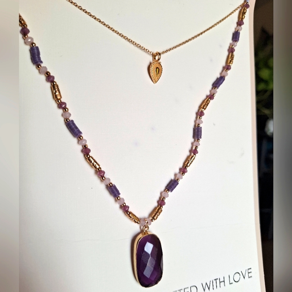 Myra Bag Purple and Gold Necklace Set